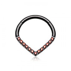 Black Victorian Teardrop Multi Gems Steel Seamless Hinged Clicker Ring