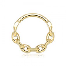 Golden Chain Link Steel Seamless Hinged Clicker Ring