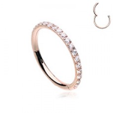 Rose Gold Side Facing Multi Gem Steel Seamless Hinged Clicker Ring