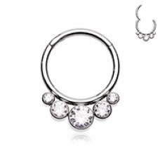 Cascading Gems Steel Seamless Hinged Clicker Ring