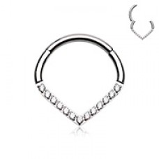 Victorian Teardrop Multi Gems Steel Seamless Hinged Clicker Ring