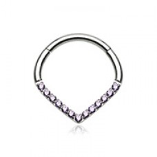 Victorian Teardrop Multi Gems Steel Seamless Hinged Clicker Ring