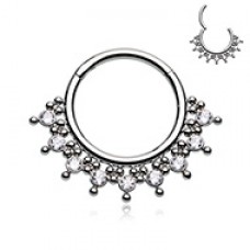 Bali Multi Gem Steel Seamless Hinged Clicker Ring