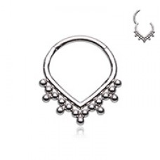 Teardrop Filigree Steel Seamless Hinged Clicker Ring