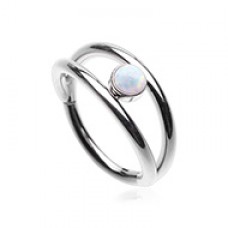 Double Hoop Opal Steel Seamless Hinged Clicker Ring