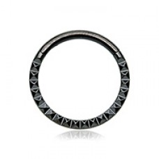 Black Pyramid Front Stamped Steel Seamless Hinged Clicker Ring