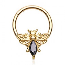 Golden Honey Bee Steel Seamless Hinged Clicker Ring