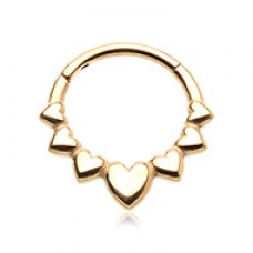 Golden Queen of Hearts Steel Seamless Hinged Clicker Ring