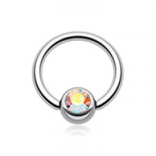 Gem Ball Steel Captive Bead Ring