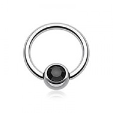 Gem Ball Steel Captive Bead Ring