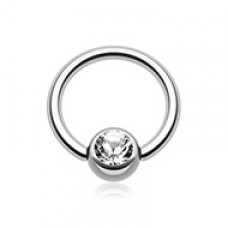 Gem Ball Steel Captive Bead Ring