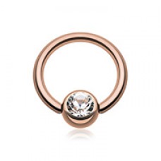Rose Gold Plated Gem Ball Captive Bead Ring