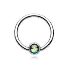 Synthetic Opal Ball Steel Captive Bead Ring
