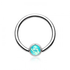 Synthetic Opal Ball Steel Captive Bead Ring