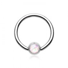 Synthetic Opal Ball Steel Captive Bead Ring