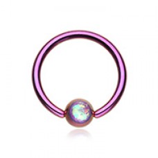 Colorline Synthetic Opal Ball Steel Captive Bead Ring