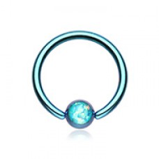Colorline Synthetic Opal Ball Steel Captive Bead Ring