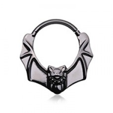 Black Bat Wings Steel Seamless Hinged Clicker Ring