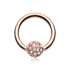 Rose Gold Full Dome Pave Steel Captive Bead Ring