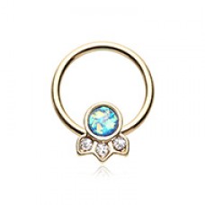 Golden Victorian Glitter Opal Captive Bead Ring