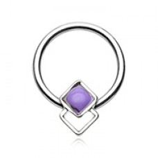 Egyptian Synthetic Turquoise Steel Captive Bead Ring