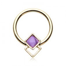 Golden Egyptian Synthetic Turquoise Steel Captive Bead Ring