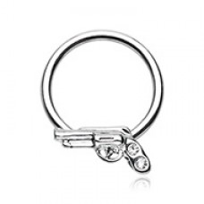 Gun Pistol Steel Captive Bead Ring