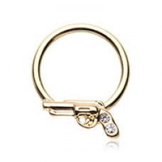 Golden Gun Pistol Steel Captive Bead Ring