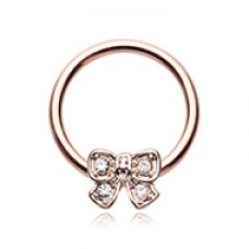 Rose Gold Ribbon Tie Steel Captive Bead Ring