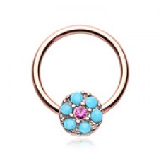 Rose Gold Navajo Turquoise Steel Captive Bead Ring