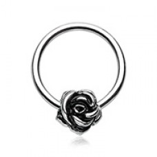Rose Petal Steel Captive Bead Ring