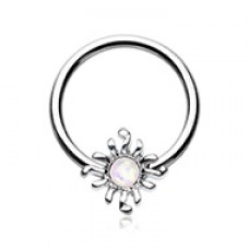 Blazing Glitter Opal Sun Steel Captive Bead Ring