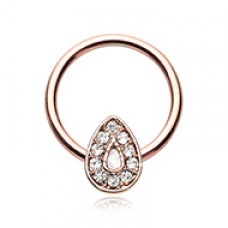 Rose Gold Glitter Opal Avice Steel Captive Bead Ring