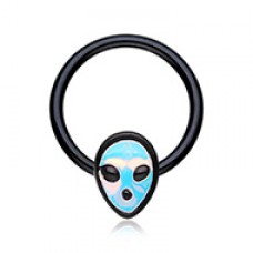 Black Alien Revo Head Steel Captive Bead Ring
