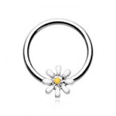Daisy Flower Steel Captive Bead Ring