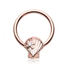 Rose Gold Ariel's Seashell Steel Captive Bead Ring
