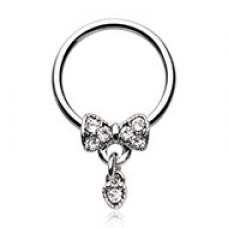 Dainty Bow-Tie Dangle Steel Captive Bead Ring