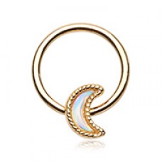 Golden Illuminating Moonstone Moon Steel Captive Bead Ring