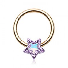 Golden Illuminating Moonstone Star Steel Captive Bead Ring