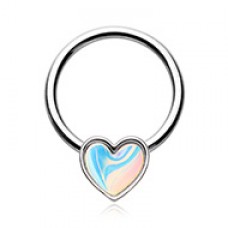 Heart Illuminating Moonstone Steel Captive Bead Ring