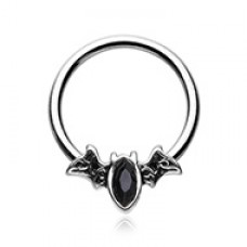 Bat Outta Hell Steel Captive Bead Ring