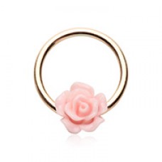 Rose Gold Dainty Pink Rose Steel Captive Bead Ring