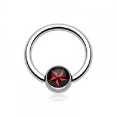 Nautical Star Logo Ball Captive Bead Ring