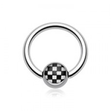 Checker Ball Logo Ball Captive Bead Ring