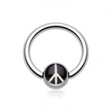 Classic Peace Logo Ball Captive Bead Ring