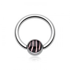 Zebra Stripe Logo Ball Captive Bead Ring