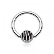 Zebra Stripe Logo Ball Captive Bead Ring