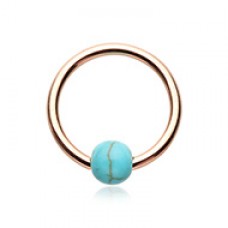 Rose Gold Synthetic Turquoise Bead Captive Ring
