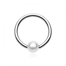 Luster Pearl Ball Steel Captive Bead Ring