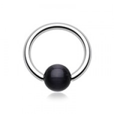 Cat Eye Stone Bead Captive Bead Ring